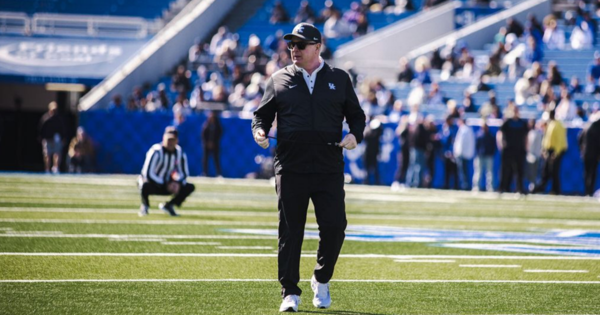 Mark Stoops at the Kentucky Spring Showcase, via Aaron Perkins, KSR