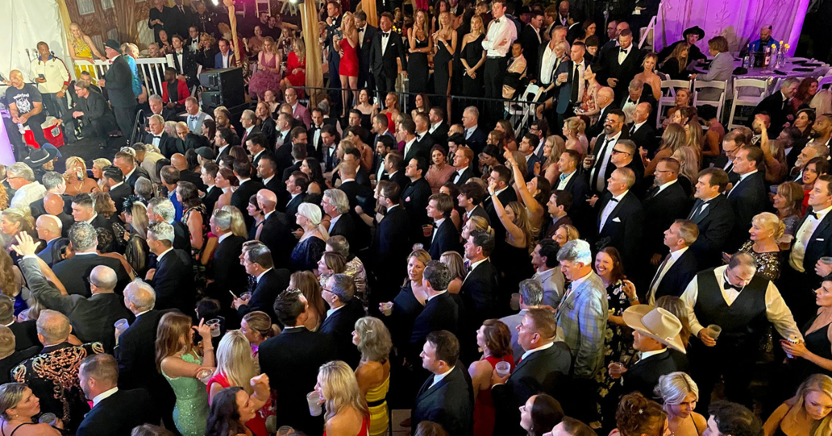 The crowd enjoys the celebrity guests on stage at the 35th annual Barnstable Brown Gala on Friday night. May 03, 2024 - Maggie Huber/Special to Courier Journal / USA TODAY NETWORK