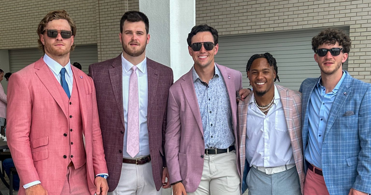 Will Levis (far left) and Wan'Dale Robins (middle right) at the Kentucky Oaks - Mario Maitland, Kentucky Sports Radio