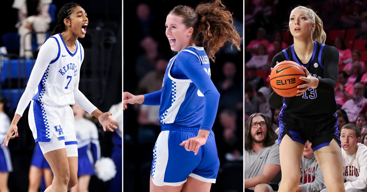 Photos of Teonni Key, Amelia Hassett and Clara Strack by UK Athletics