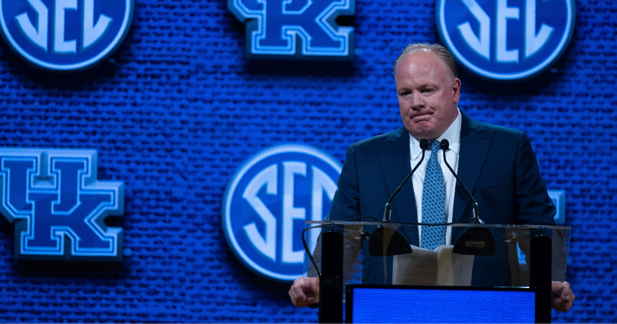 Kentucky football coach Mark Stoops at SEC Media Days, via © Denny Simmons / The Tennessean / USA TODAY NETWORK