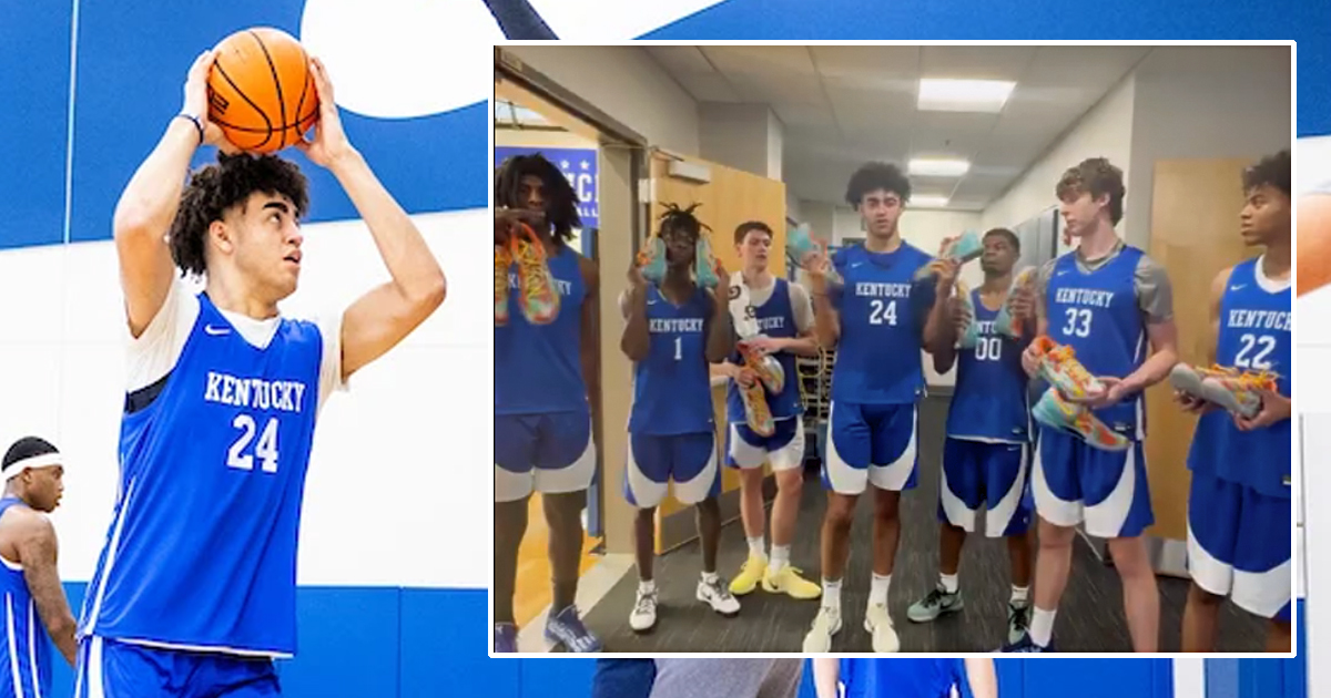 Original photo: Chet White, UK Athletics. Inset: @KentuckyMBB/Twitter